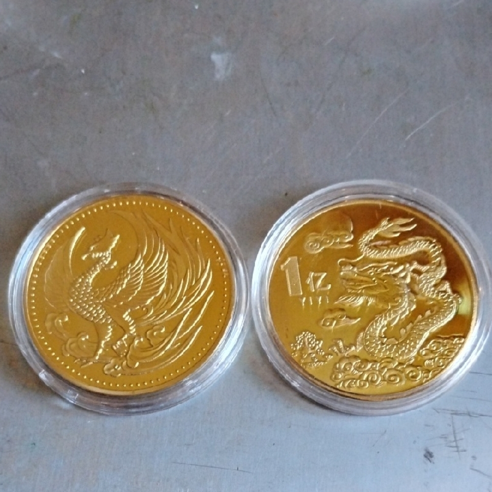 Golden Phoenix and Dragon Coin Pair(Mint)